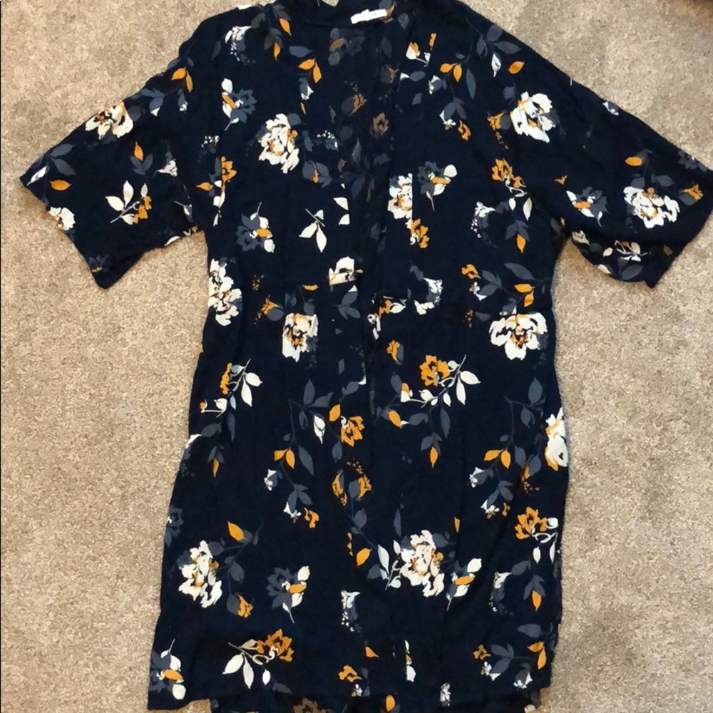 Navy floral print Kimono